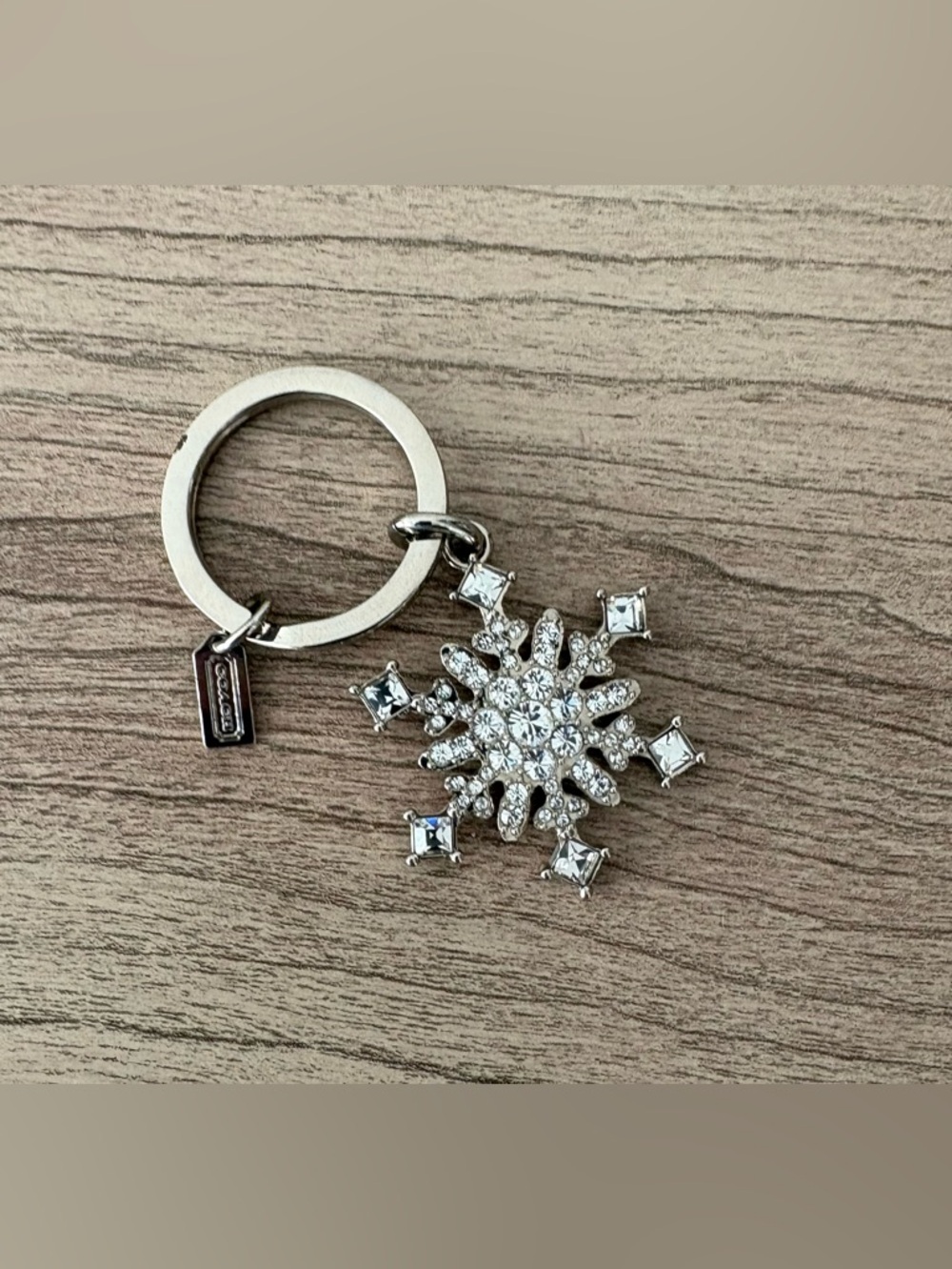 Coach Crystal Snowflake Keychain - Silver